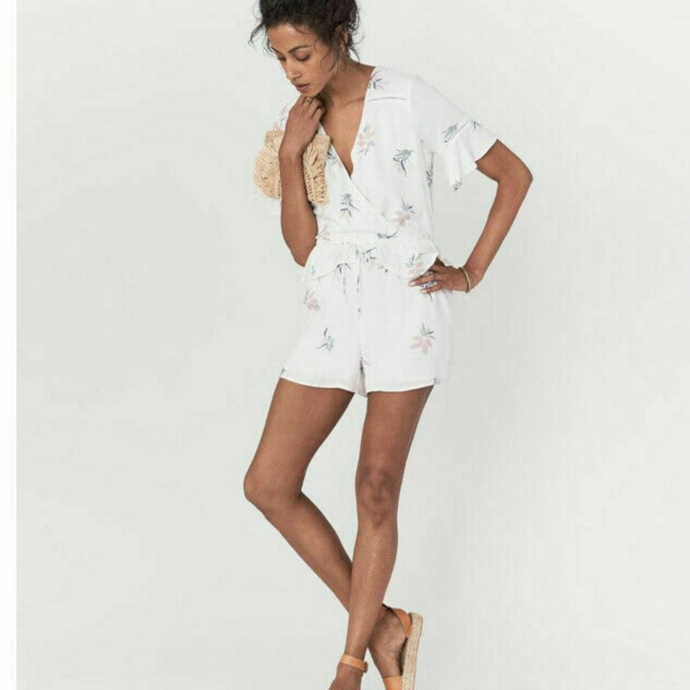 Faherty Phoenix Romper White Pink Floral Sz Small